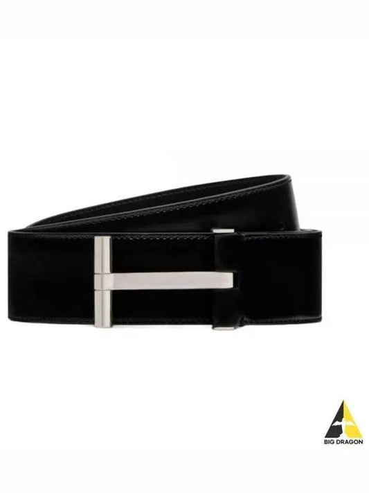 T Buckle Leather Belt Dark Navy - TOM FORD - BALAAN 2