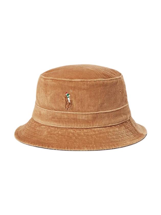 Embroidered Pony Logo Corduroy Bucket Hat Berkshire Tan - POLO RALPH LAUREN - BALAAN 1