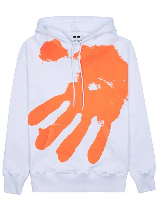 Men's Hand Print Cotton Hoodie White - MSGM - BALAAN 11