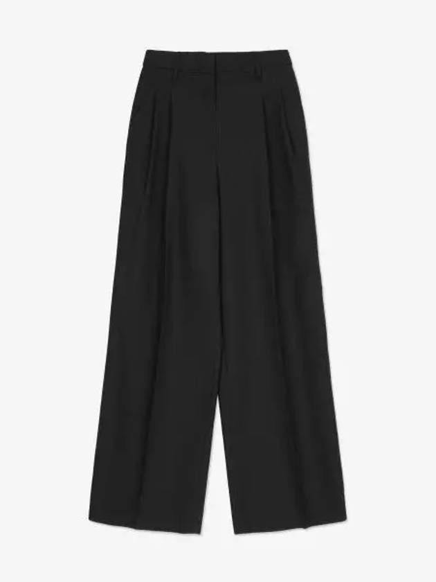 High Waist Wool Wide Pants Black - BURBERRY - BALAAN 2