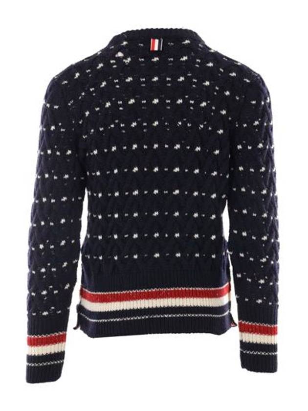 Wool Mohair Long Sleeve Knit Top Navy - THOM BROWNE - BALAAN 3