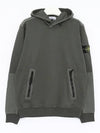 Regular Fit Mercerized Cotton Fleece Cotton Hoodie Musk Green - STONE ISLAND - BALAAN 3