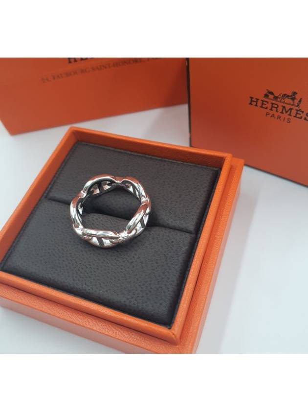 Small Chaine D'Ancre Enchainee Ring Silver - HERMES - BALAAN 4