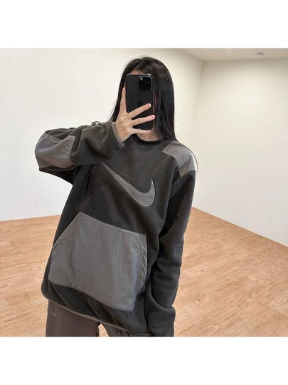 Swoosh Polar Fleece Sweatshirt Chocolate Brown - NIKE - BALAAN 2