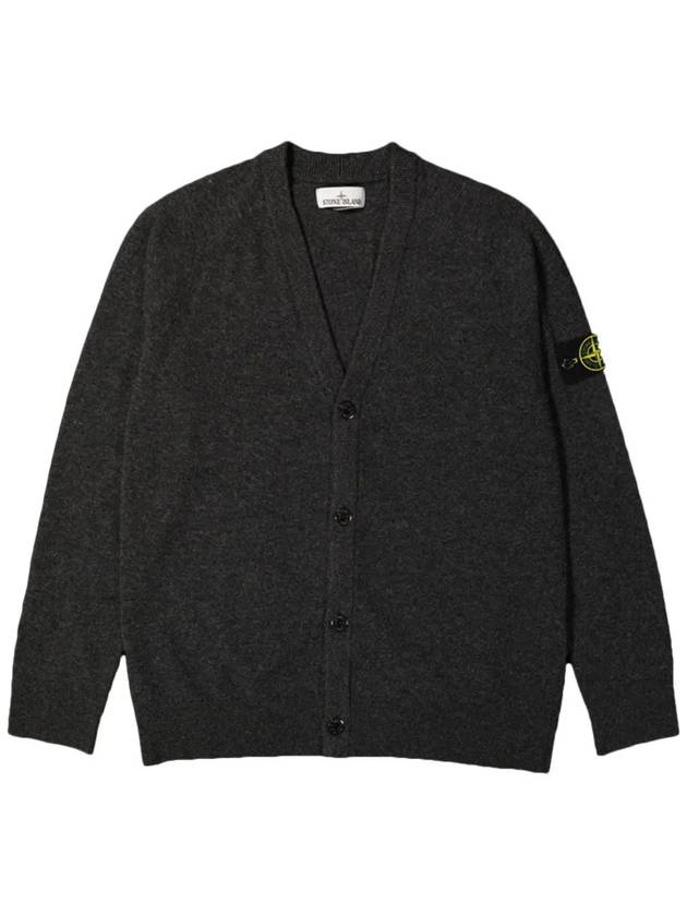 Wappen Patch V-Neck Cardigan Grey Melange - STONE ISLAND - BALAAN 2