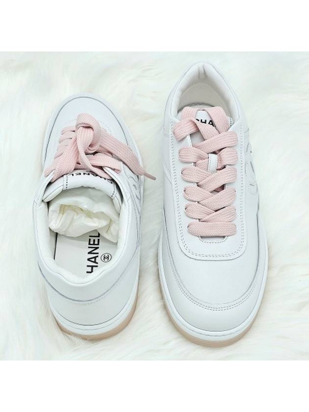 CC Logo Tennis Sneakers White Pink Unisex G39978 - CHANEL - BALAAN 4