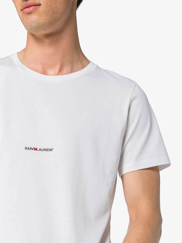 Men's Small Logo Short Sleeve T-Shirt White - SAINT LAURENT - BALAAN 3