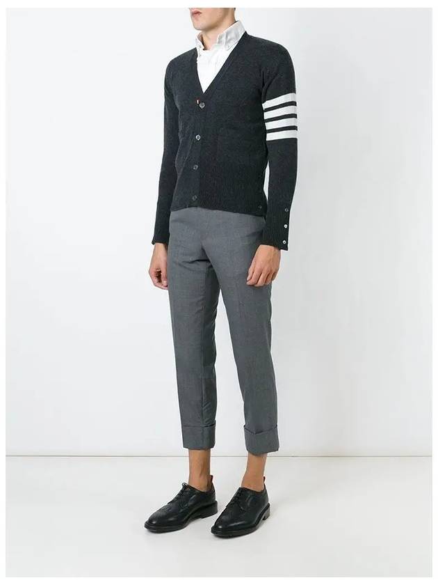 Men's Diagonal Classic Cashmere Cardigan Dark Grey - THOM BROWNE - BALAAN 4