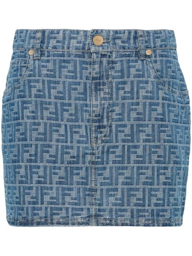 Fendi Ff Chambray Miniskirt Clothing - FENDI - BALAAN 1