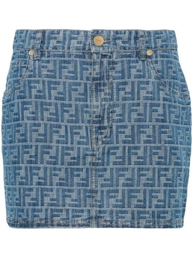 Fendi Ff Chambray Miniskirt Clothing - FENDI - BALAAN 1