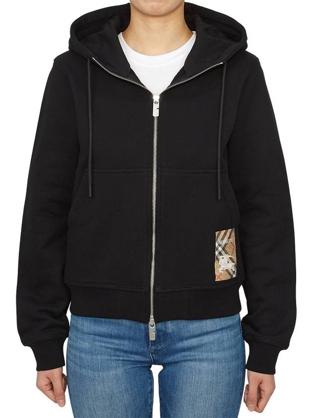 Check Label Zip Up Hoodie Black - BURBERRY - BALAAN 3