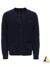 Pony Logo Cable Knit Cardigan Navy - POLO RALPH LAUREN - BALAAN 2