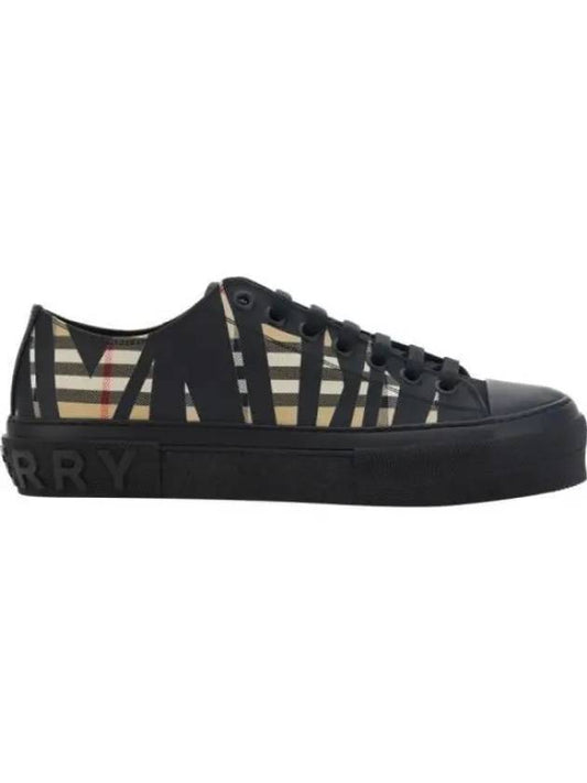 Slice Check Cotton Low Top Sneakers Black Archive Beige - BURBERRY - BALAAN 2