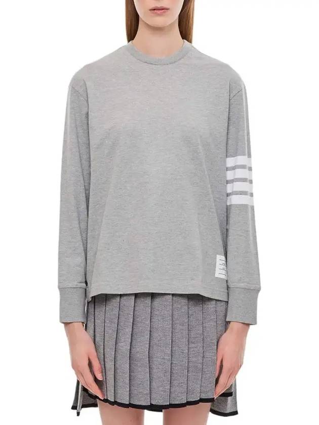 Engineered 4 Bar Medium Weight Jersey Oversized Long Sleeved T-Shirt Light Grey - THOM BROWNE - BALAAN 2