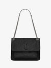 Nikki Medium Krinkle Vintage Leather Shoulder Bag Black - SAINT LAURENT - BALAAN 2