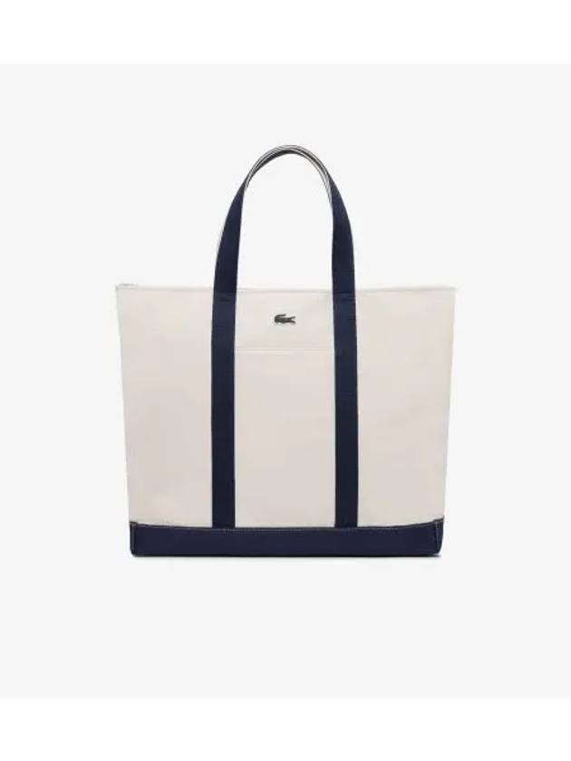 Summer pack tote bag natural navy - LACOSTE - BALAAN 1