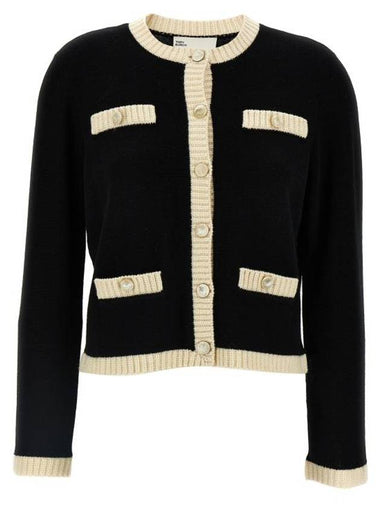 Cardigan 162763001 White Black - TORY BURCH - BALAAN 1