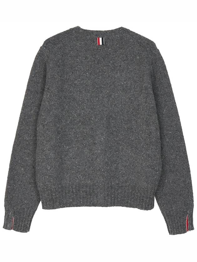 Reverse Jersey Stitch Donegal 4-Bar V-Neck Cardigan Grey - THOM BROWNE - BALAAN 3