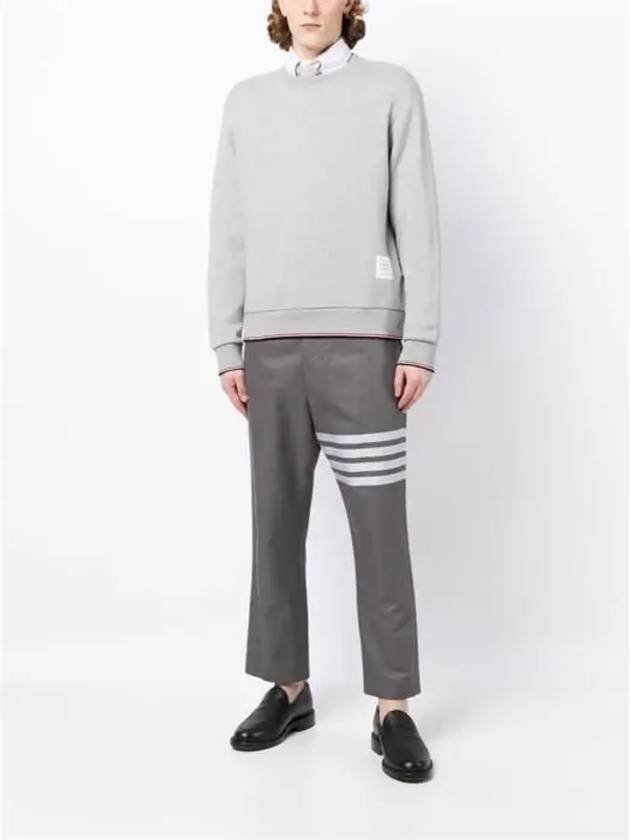 Men's Trimmed Herringbone Cotton Sweatshirt Grey - THOM BROWNE - BALAAN 6