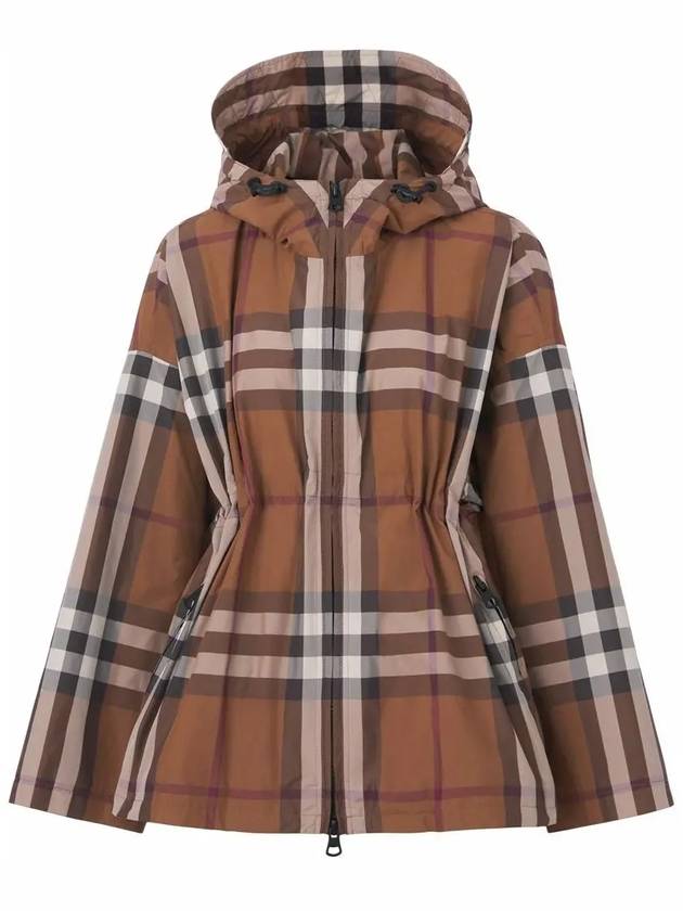 Check Hooded Jacket Dark Birch Brown - BURBERRY - BALAAN 3