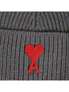 Embroidered Logo Wool Beanie Grey - AMI - BALAAN 3