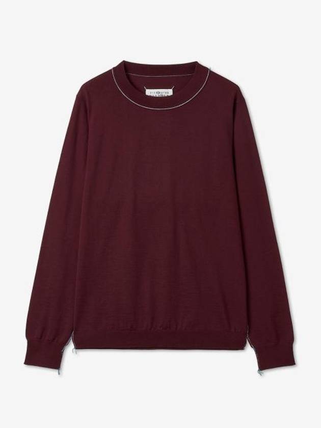 Back Stitch Crew Neck Wool Knit Top Bordeaux - MAISON MARGIELA - BALAAN 2