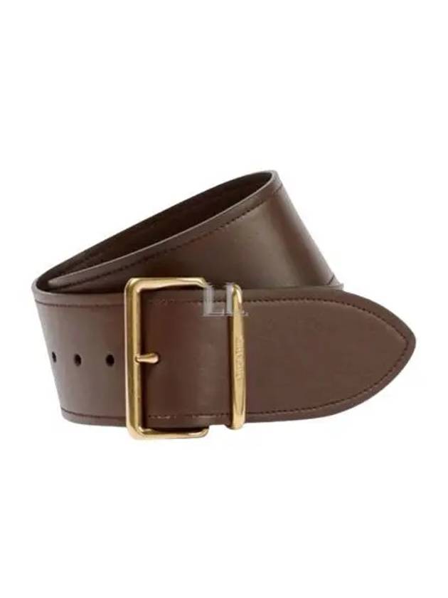 Logo Engraved Buckle Calfskin Belt Brown - MIU MIU - BALAAN 2