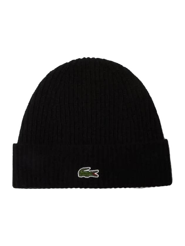 Logo Patch Wool Beanie Black - LACOSTE - BALAAN 1