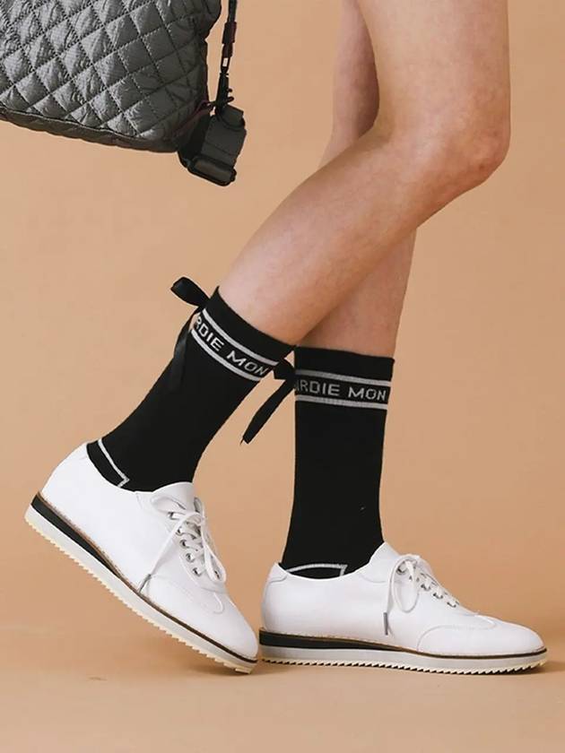 Ribbon script middle socks BLACK - MONBIRDIE GOLF - BALAAN 3