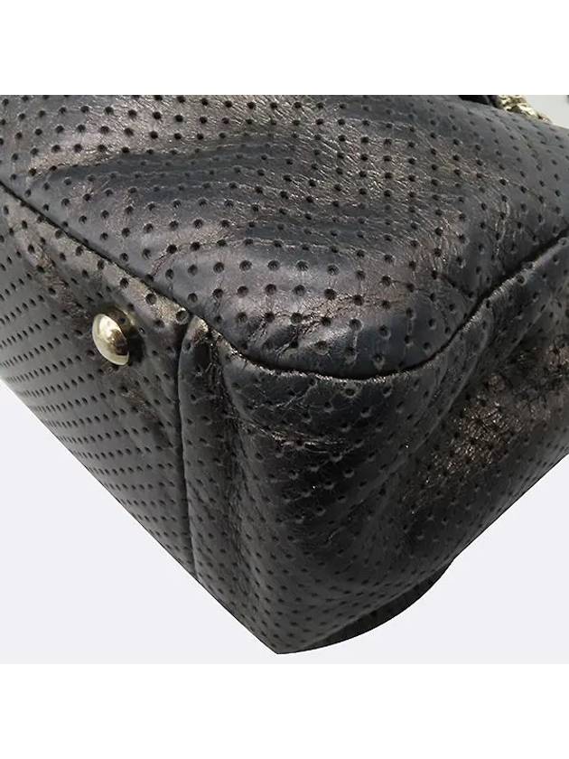 Cruise Collection Black Metallic Perforation Leather Gold Chain Shoulder Bag - CHANEL - BALAAN 4