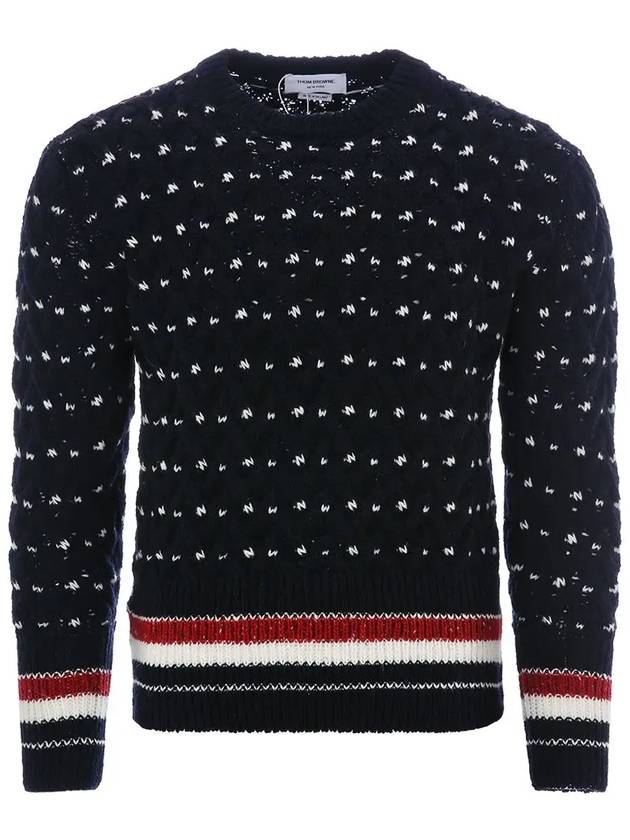 MKA510B Y1506 415 4BAR striped cable knit - THOM BROWNE - BALAAN 1