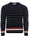 Wool Mohair Long Sleeve Knit Top Navy - THOM BROWNE - BALAAN 3