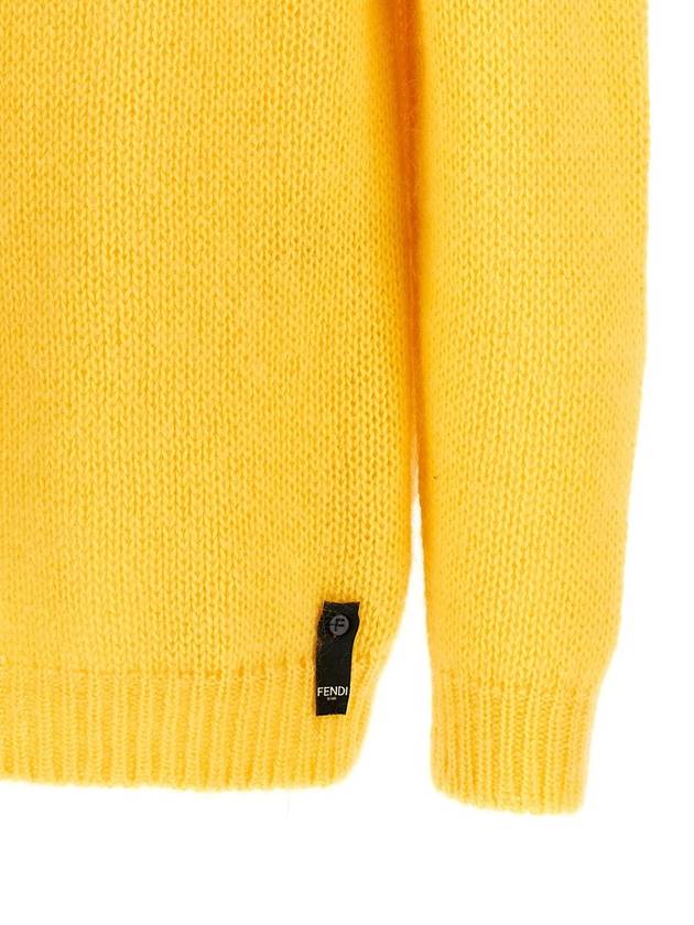 Crew Neck Mohair Knit Top Yellow - FENDI - BALAAN 5