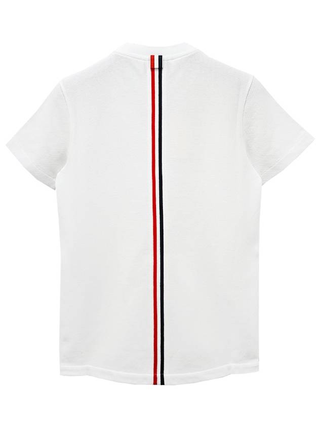 Center Back Stripe Classic Cotton Pique Relaxed Fit Short Sleeve T-Shirt White - THOM BROWNE - BALAAN 4