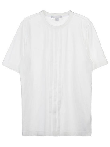 Center Front Stripes Short Sleeve T-Shirt White - Y-3 - BALAAN 1