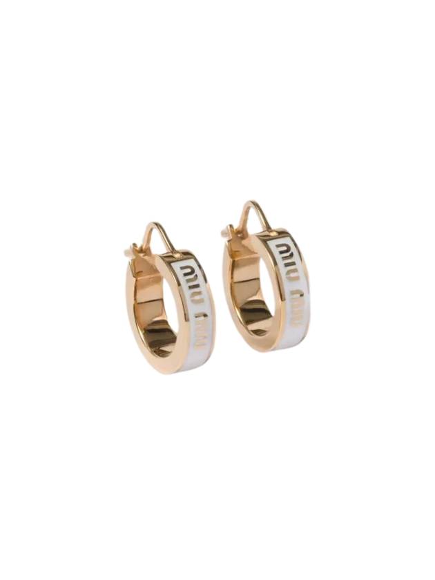 Logo Enameled Metal Earrings White - MIU MIU - BALAAN 1