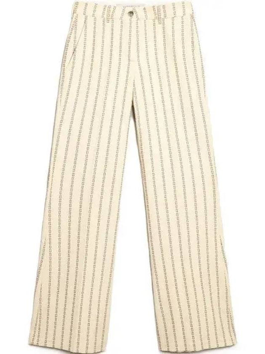 Women's Jacquard Motif Cotton Wide Pants Cream - GOLDEN GOOSE - BALAAN 2