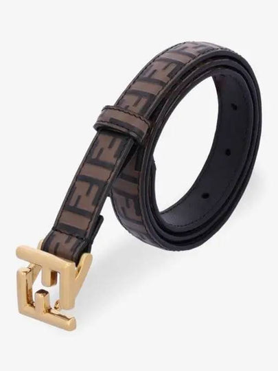 FF Square Stud Buckle Leather Belt Brown - FENDI - BALAAN 2