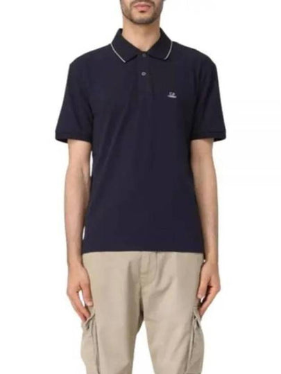 Stretch Piquet Regular Striped Collar Polo Shirt Navy - CP COMPANY - BALAAN 2