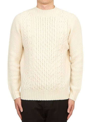 Crew Neck Lambswool Knit Top Ivory - DRUMOHR - BALAAN 1