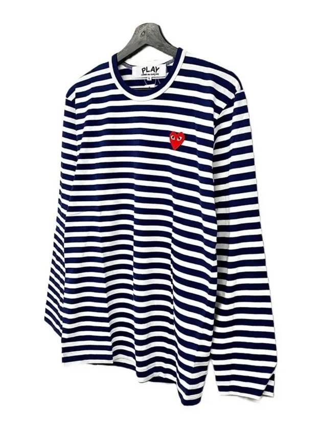 Red Heart Wappen Stripe Long Sleeve T-Shirt Blue P1 T0101 - COMME DES GARCONS - BALAAN 3