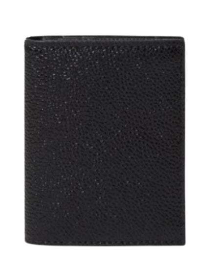 Pebble Grained Leather Double Card Wallet Black - THOM BROWNE - BALAAN 2