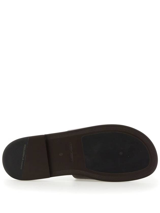 DG Logo Leather Sandals Brown - DOLCE&GABBANA - BALAAN 6