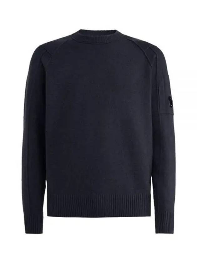 Lens Wappen Classic Crew Neck Wool Knit Top Navy - CP COMPANY - BALAAN 2