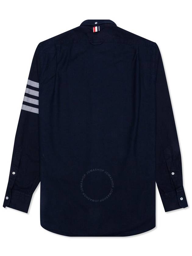 Men's Diagonal Solid Flannel Long Sleeve Shirt Navy - THOM BROWNE - BALAAN 3