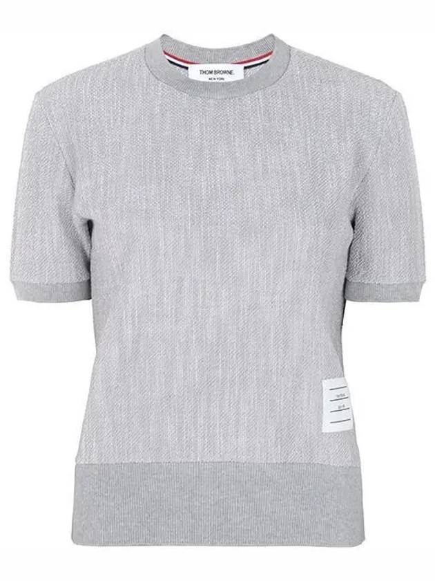 Cotton Tweed Short Sleeve T-Shirt Grey - THOM BROWNE - BALAAN 2