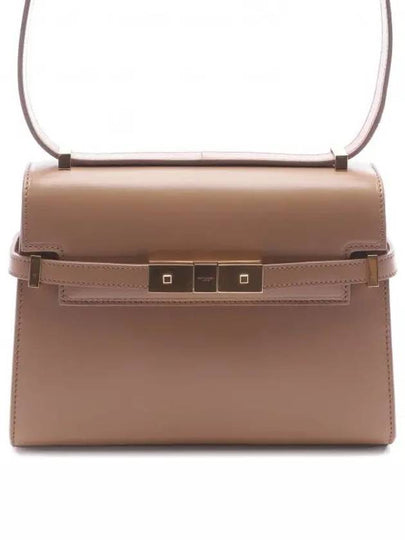 Manhattan Mini Embossed Gold-Tone Logo Leather Cross Bag Beige - SAINT LAURENT - BALAAN 2