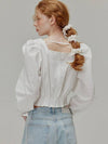 Square Neck Cotton Blouse White - OPENING SUNSHINE - BALAAN 3