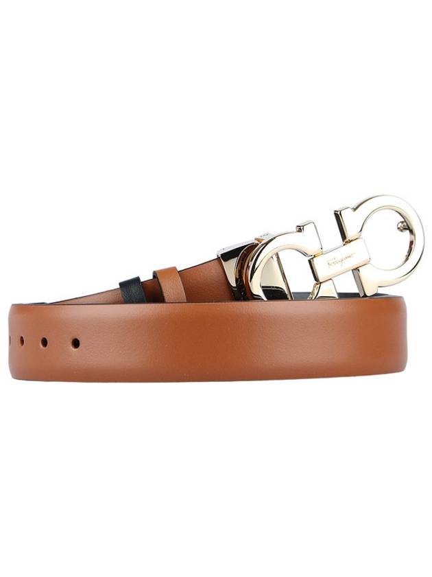 Reversible Gancini Leather Belt Black Sella - SALVATORE FERRAGAMO - BALAAN 2