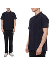 Men's CHUNKY Monogram motif cotton Polo Shirt navy - BURBERRY - BALAAN 3